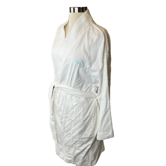 Tommy Bahama Terry Cloth Robe Womens Belted Bath Robe White Small Medium NWOT - Picture 5 of 11